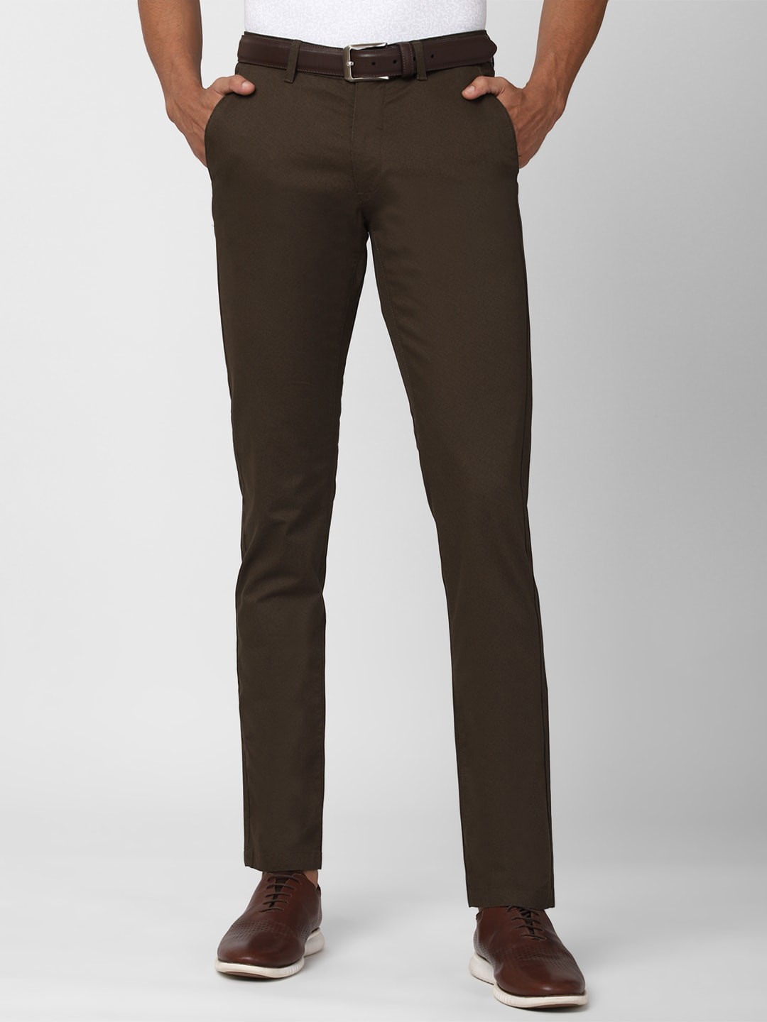 

Van Heusen Sport Men Brown Textured Slim Fit Trousers