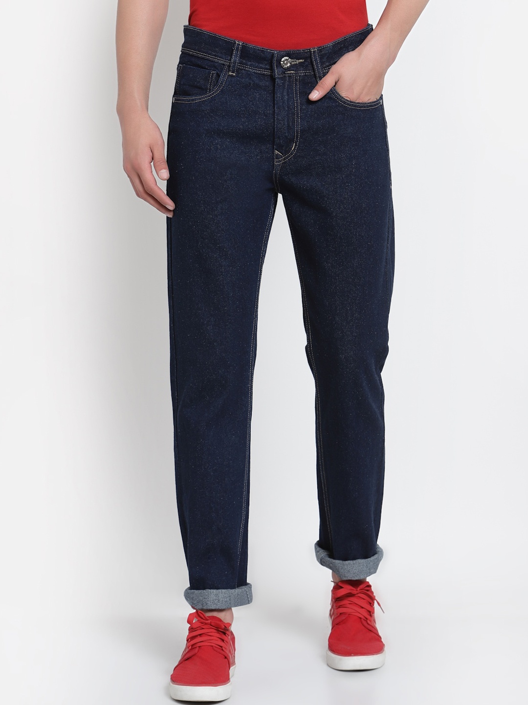 

FEVER Men Navy Blue Pure Cotton Jeans