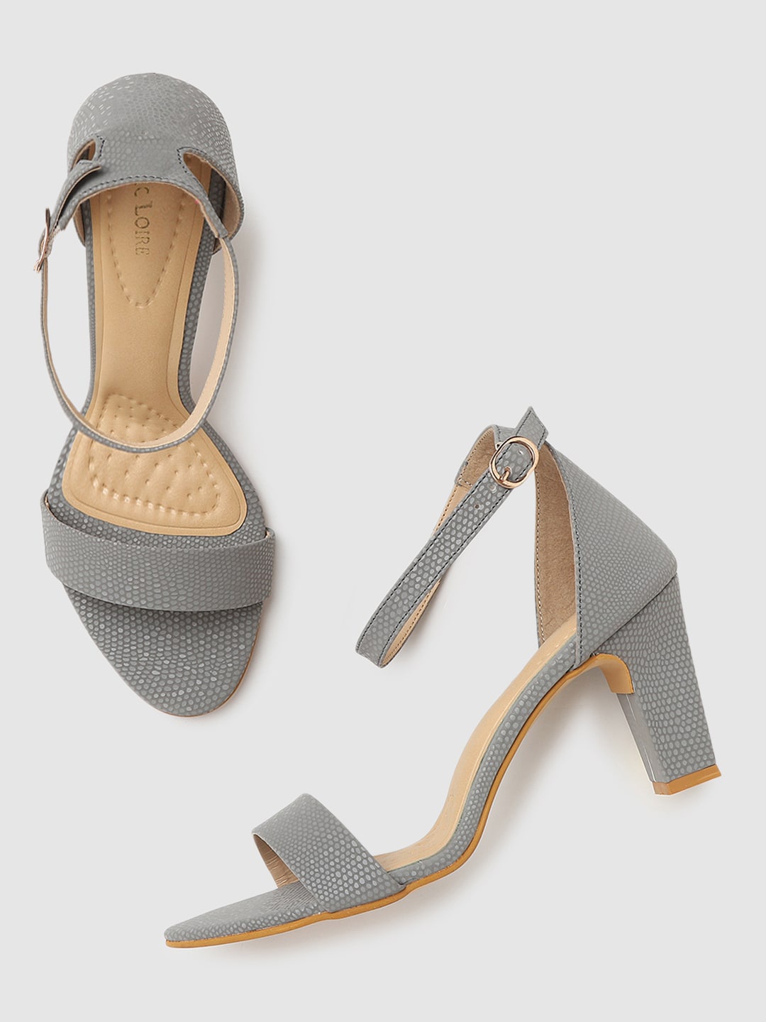 

Marc Loire Grey PU Party Block Sandals