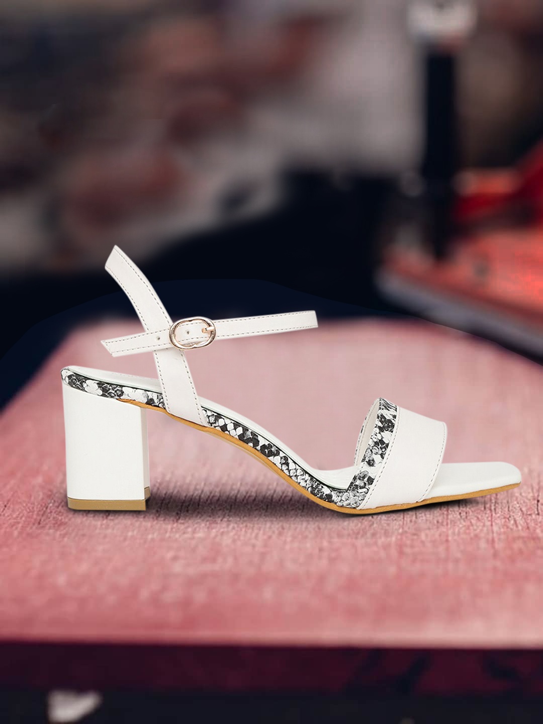 

Marc Loire White Animal Print Block Heels