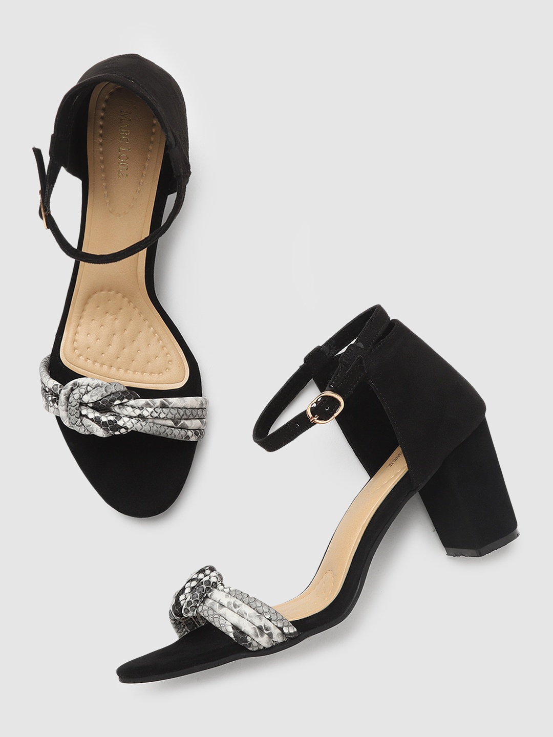 

Marc Loire Black Embellished PU Block Sandals