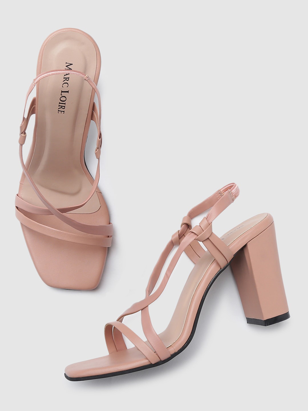 

Marc Loire Nude-Coloured PU Block Sandals