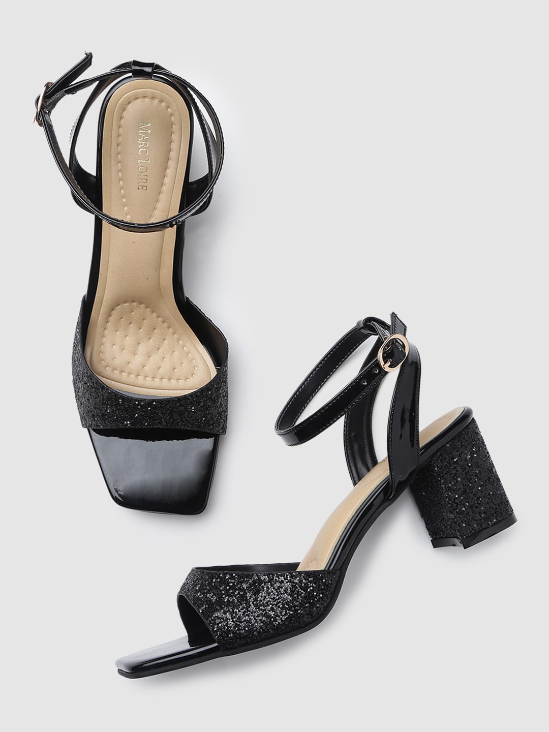 

Marc Loire Black Open Toe Block Heels
