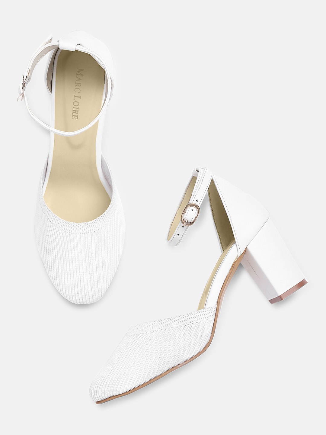 

Marc Loire White Textured Block Pumps