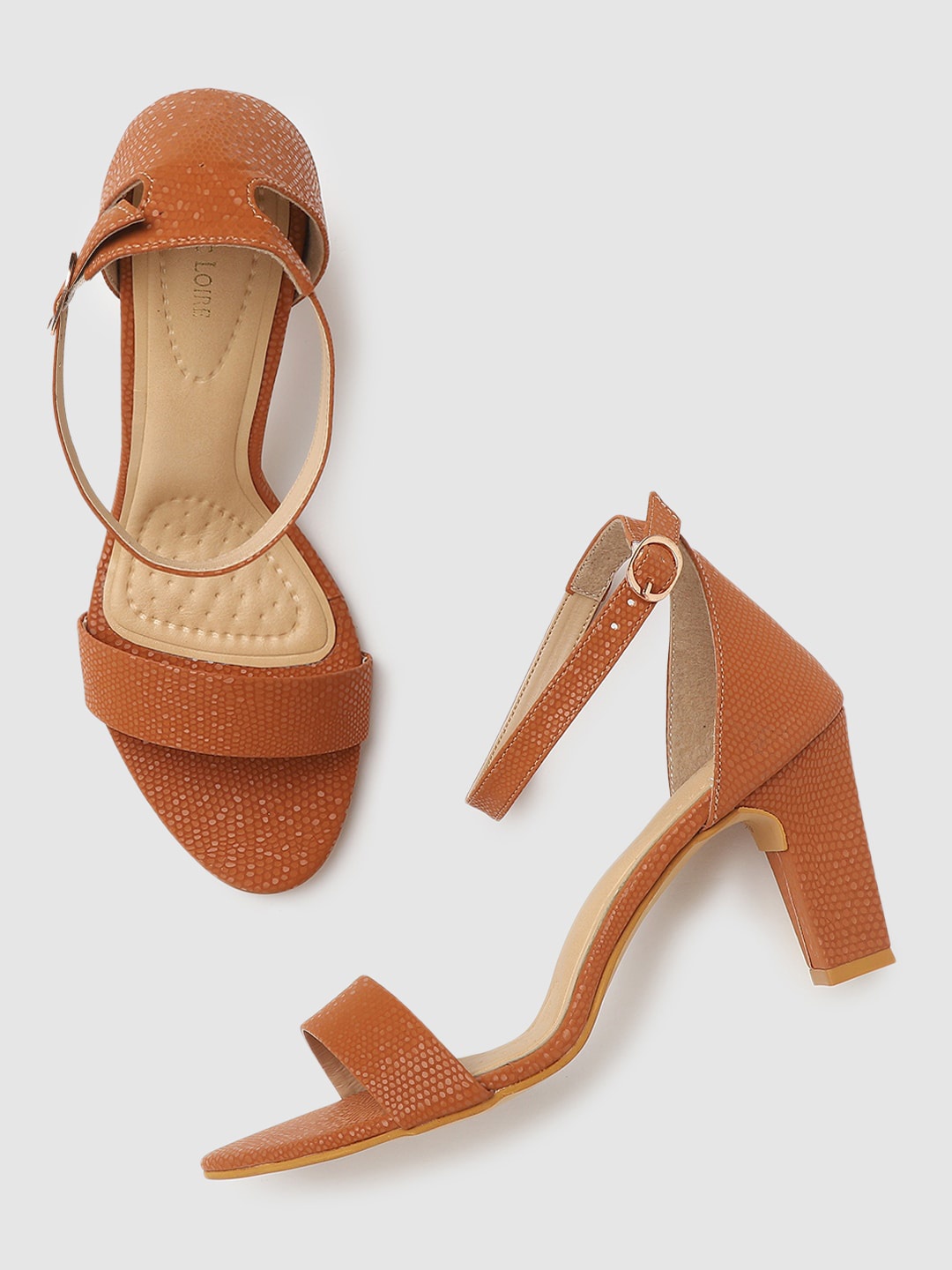 

Marc Loire Tan Textured Block Sandals