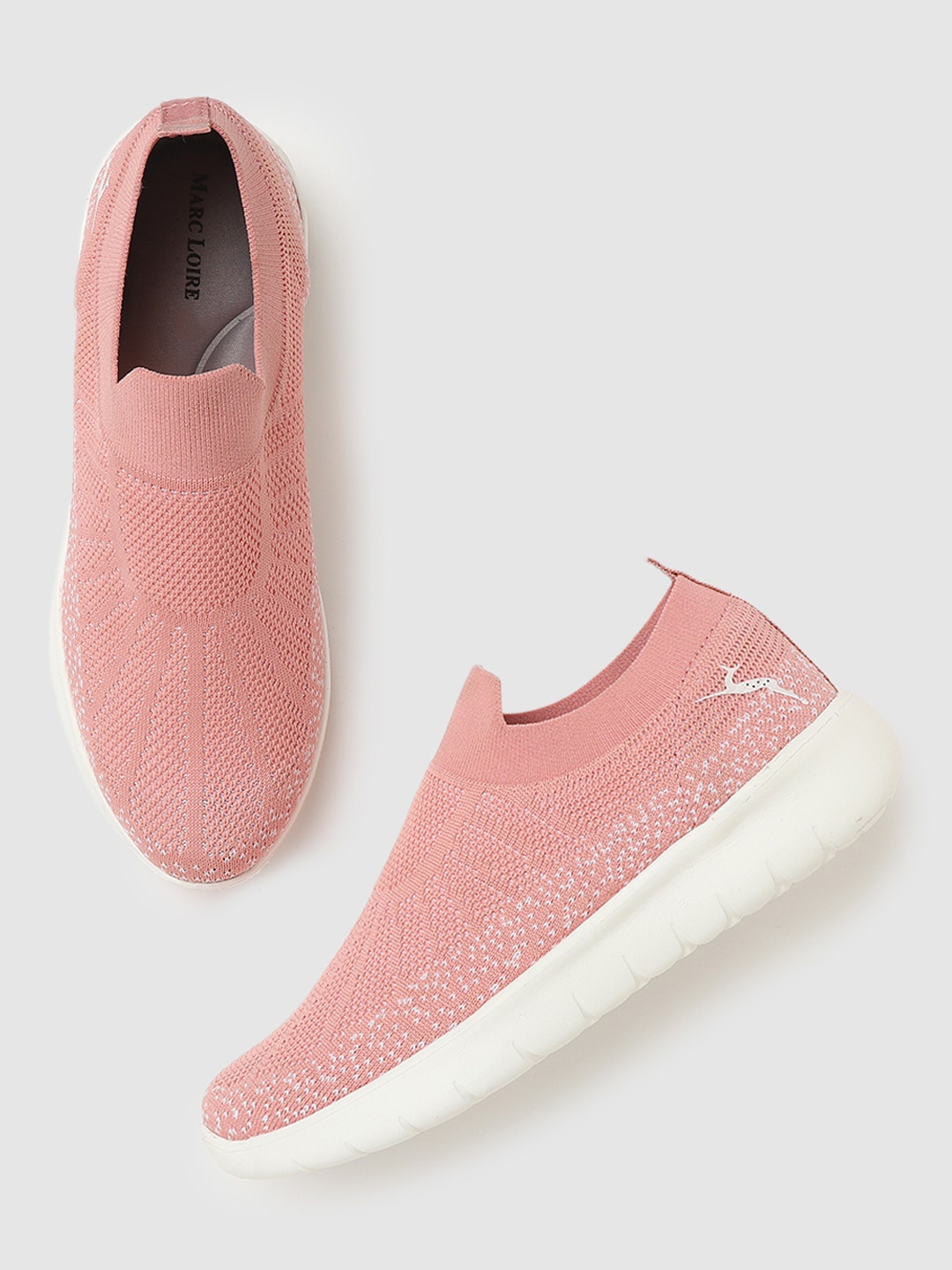 

Marc Loire Women Peach-Coloured Woven Design Slip-On Sneakers