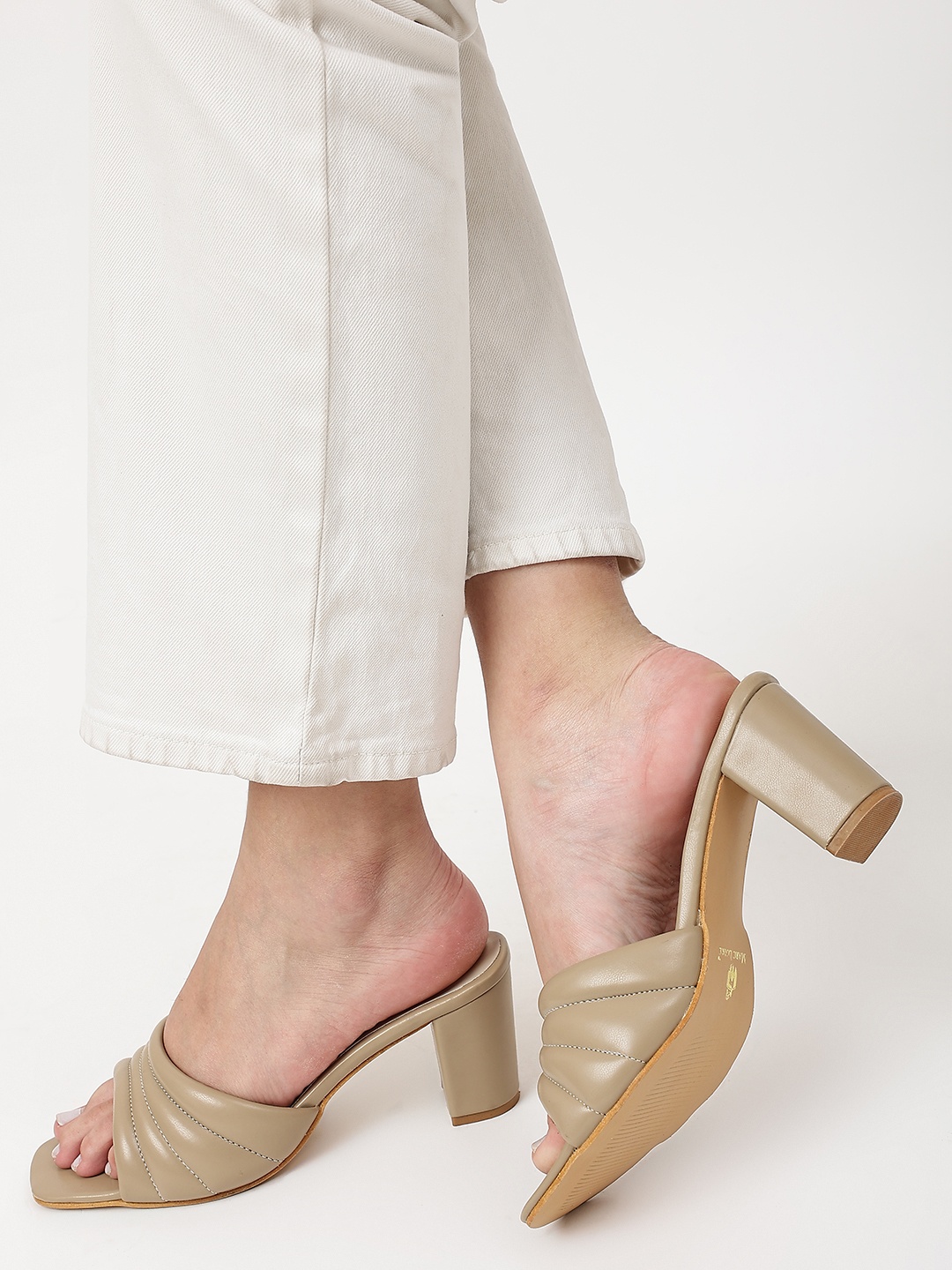 

Marc Loire Beige PU Block Mules