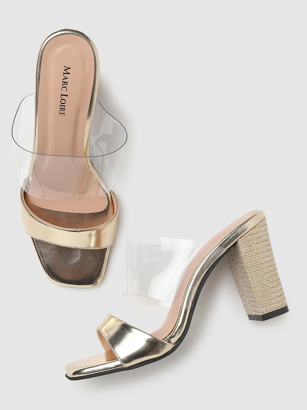 

Marc Loire Women Gold-Toned PU Block Sandals