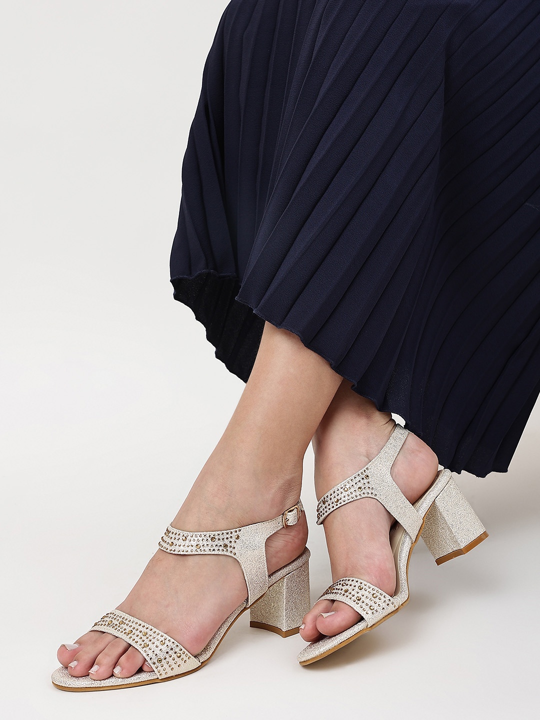 

Marc Loire Gold-Toned Embellished Party Block Heels