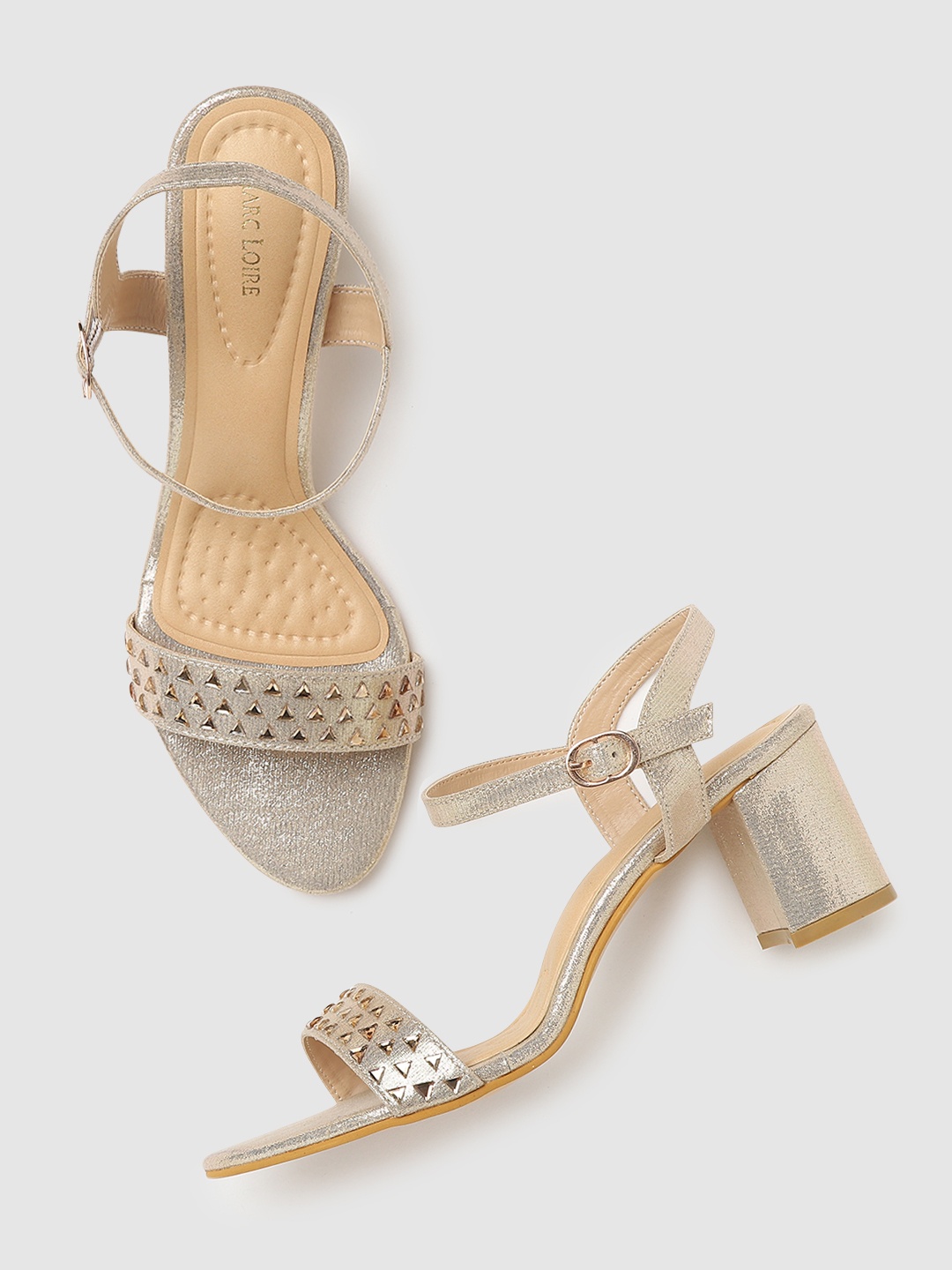 

Marc Loire Gold-Toned Party Embellished Block Heels