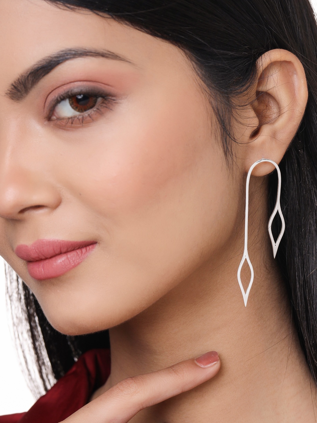 

Mitali Jain Silver-Toned Contemporary Drop Earrings