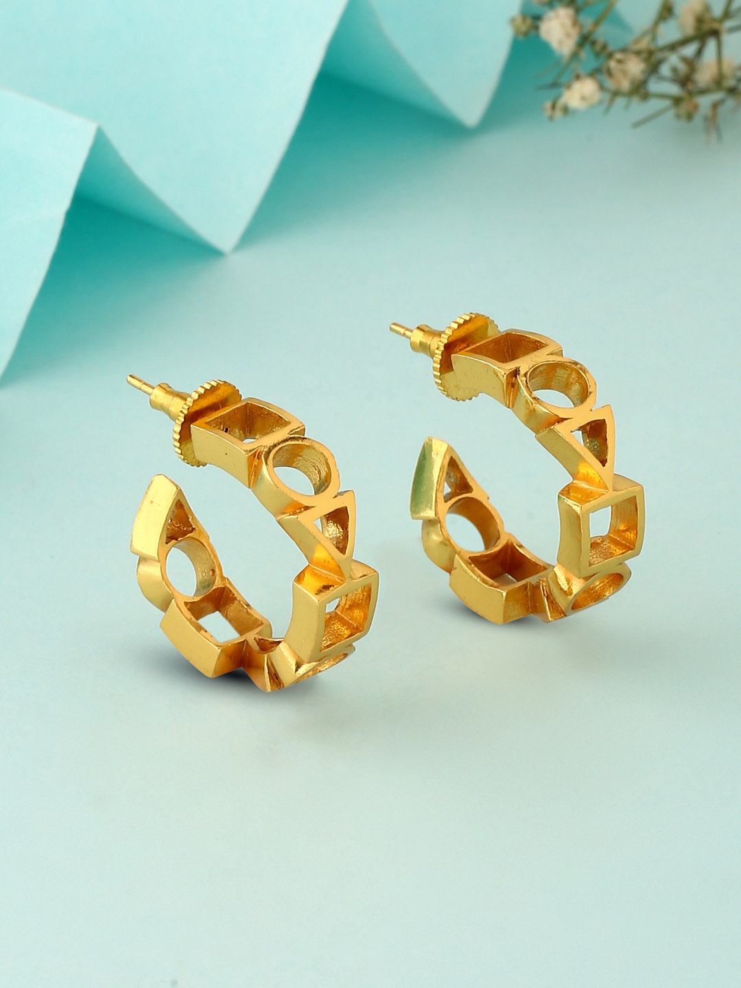 

Mitali Jain Gold-Toned Contemporary Studs Earrings