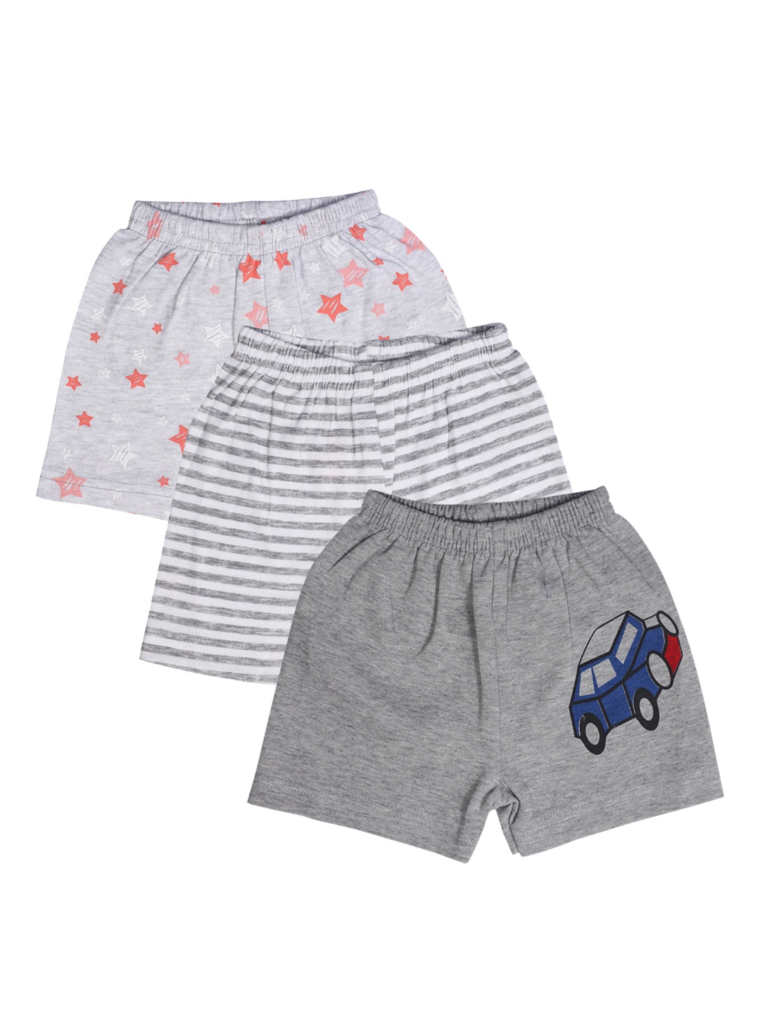 

RIKIDOOS Boys Pack Of 3 Grey Printed Shorts