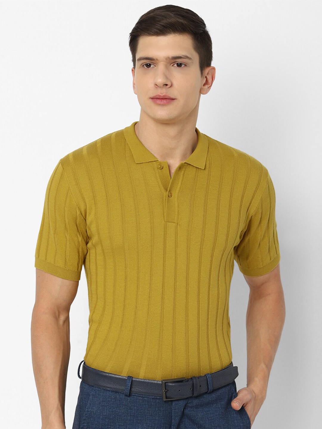 

Louis Philippe Sport Men Yellow Polo Collar Pure Cotton T-shirt