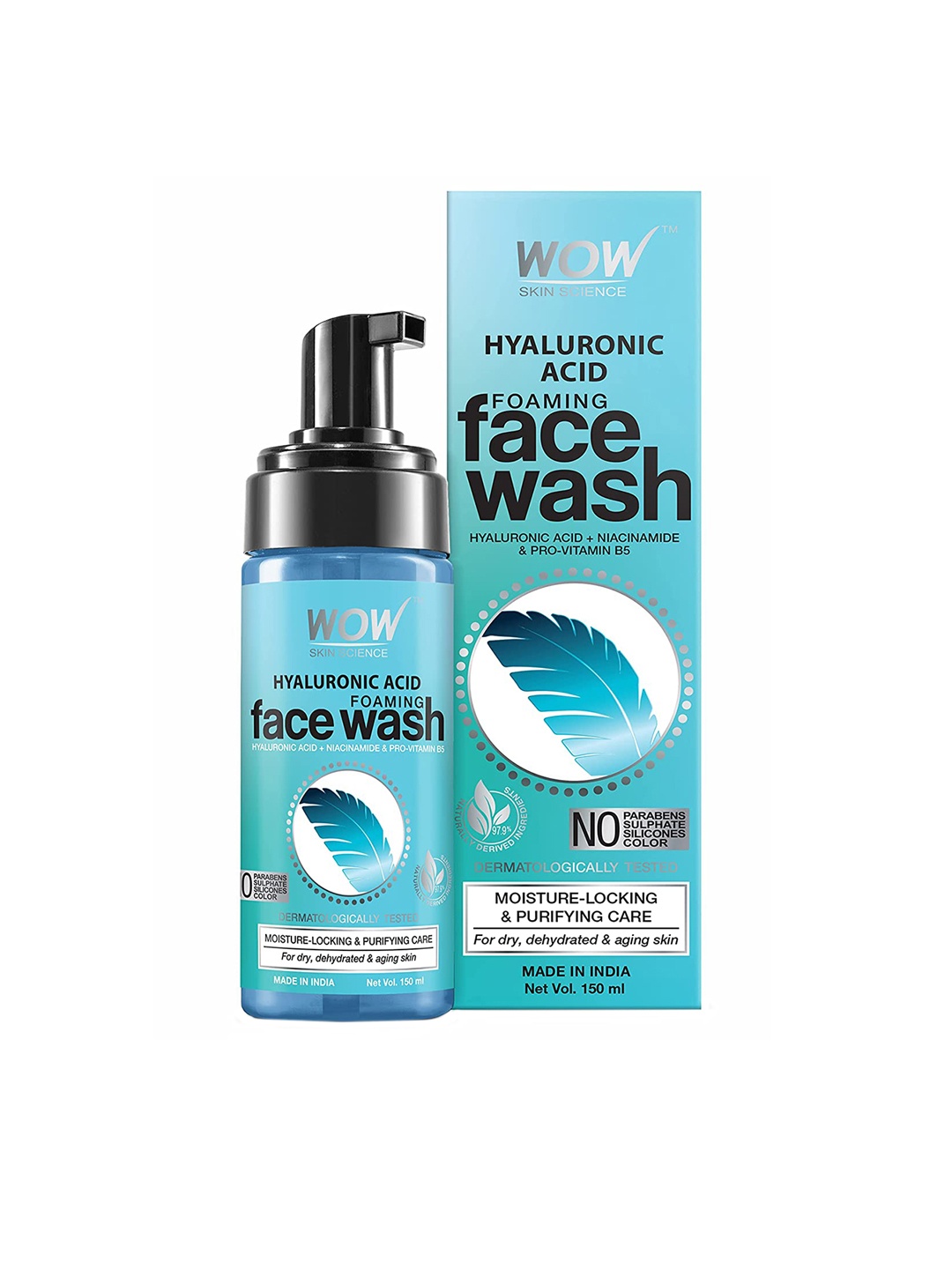 

WOW SKIN SCIENCE Hyaluronic Acid Foaming Face Wash for Dry Skin 150ml, Blue