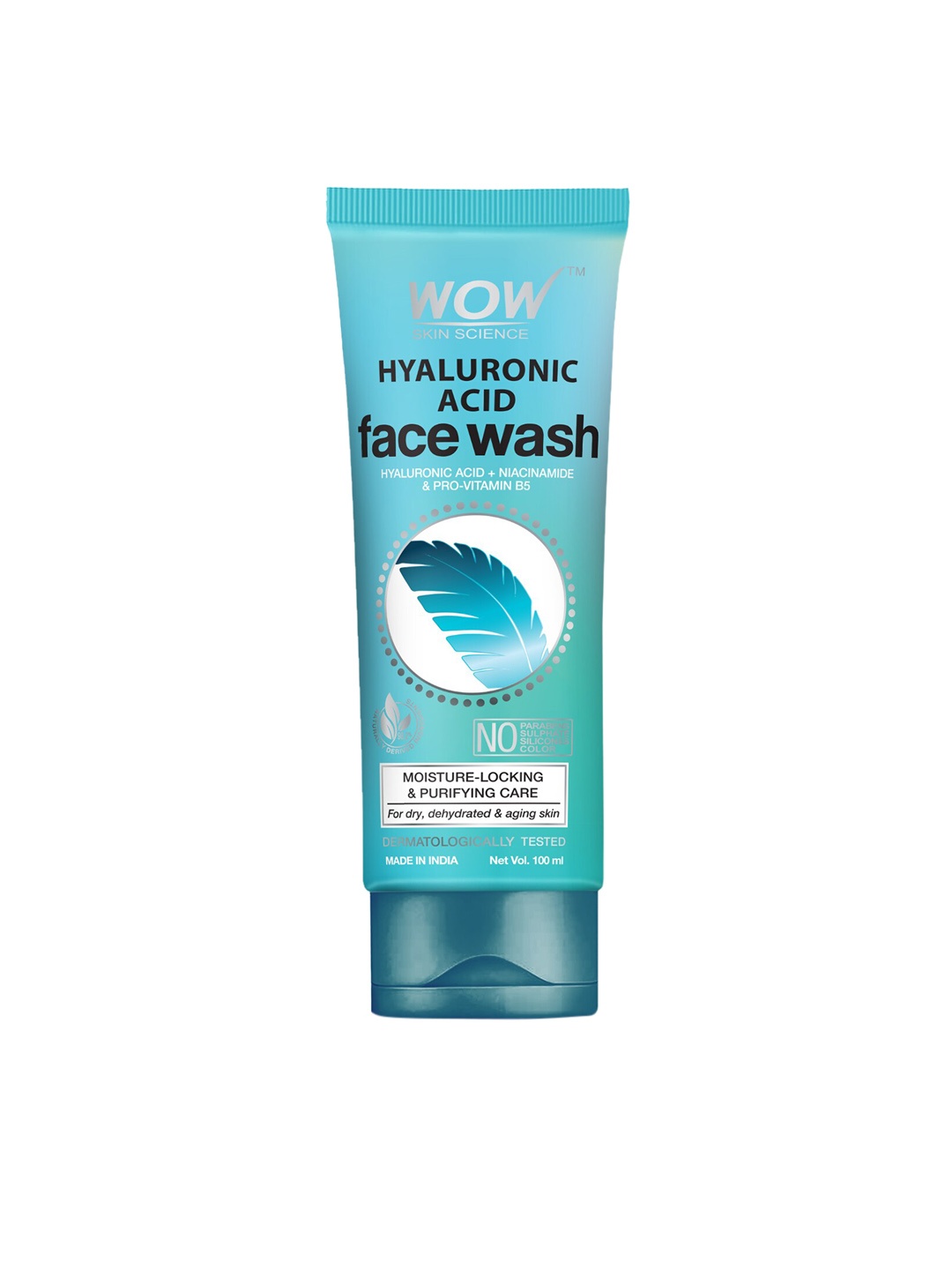 

WOW SKIN SCIENCE Hyaluronic Acid Face Wash Gel for Dry Skin & Intense Face Cleansing 100ml, Blue