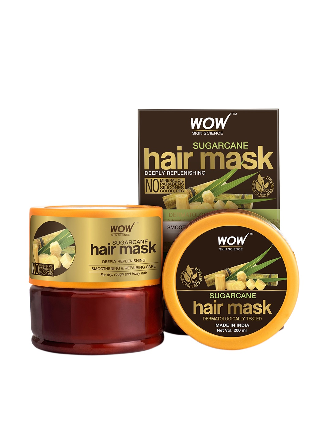 

WOW SKIN SCIENCE Deeply Replenishing Sugarcane Hair Mask - 200 ml, Brown