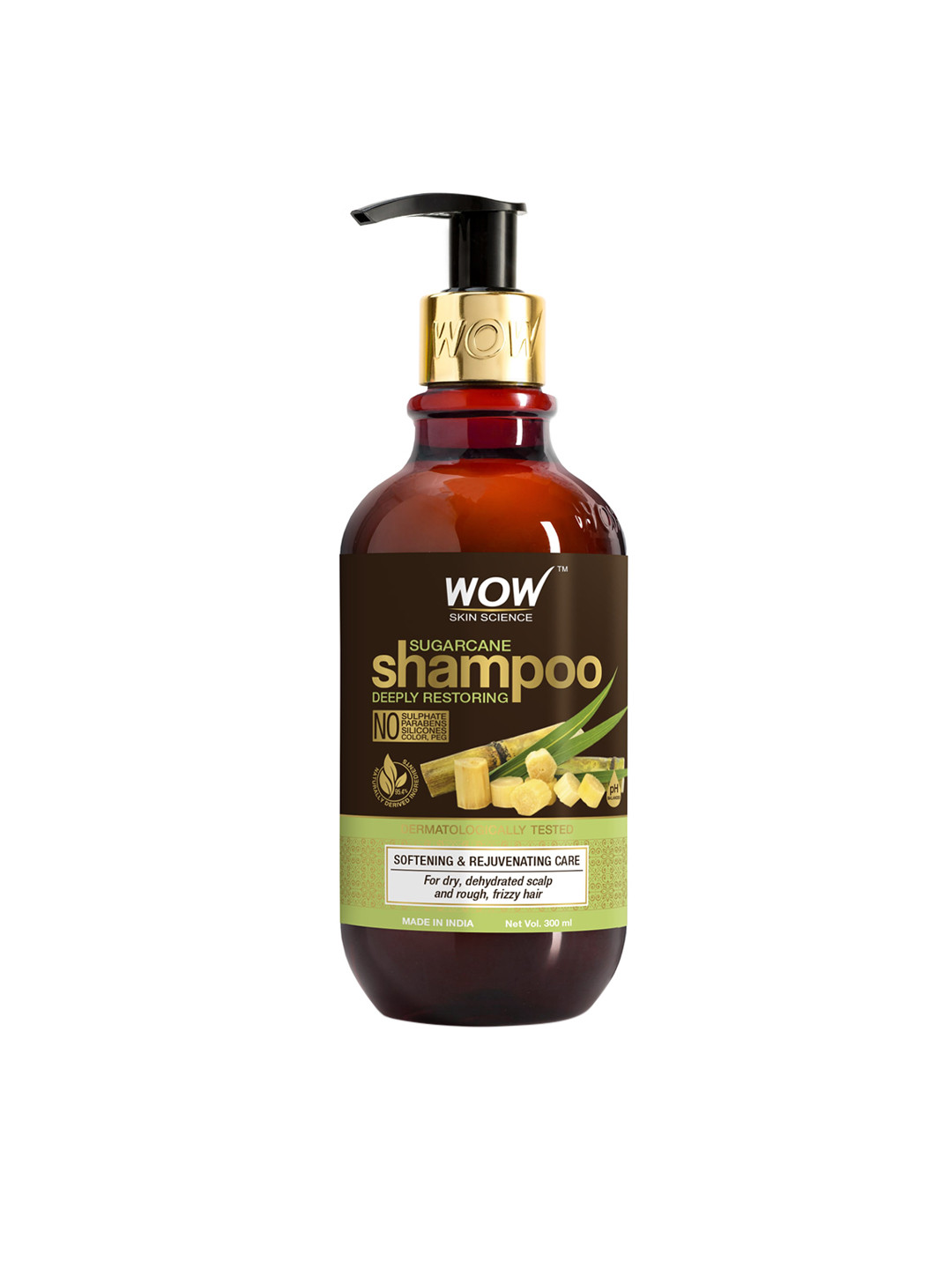 

WOW SKIN SCIENCE Sugarcane Deeply Restoring Shampoo for Dry & Frizzy Hair - 300ml, Brown
