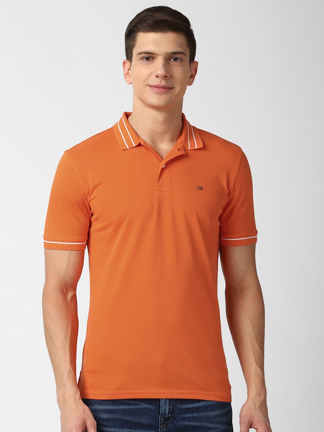 

Peter England Casuals Men Orange Polo Collar T-shirt