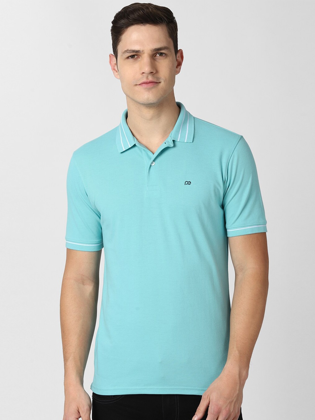 

Peter England Casuals Men Blue Polo Collar T-shirt
