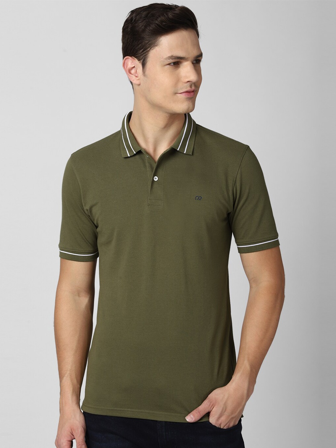 

Peter England Casuals Men Olive Green Polo Collar T-shirt