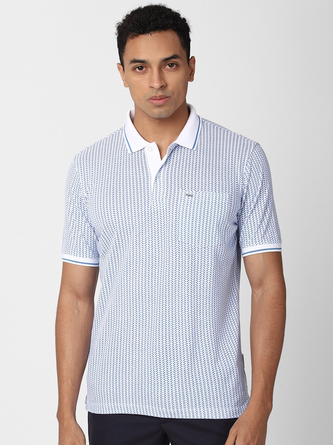 

Van Heusen Men Blue Pure Cotton Polo Collar T-shirt