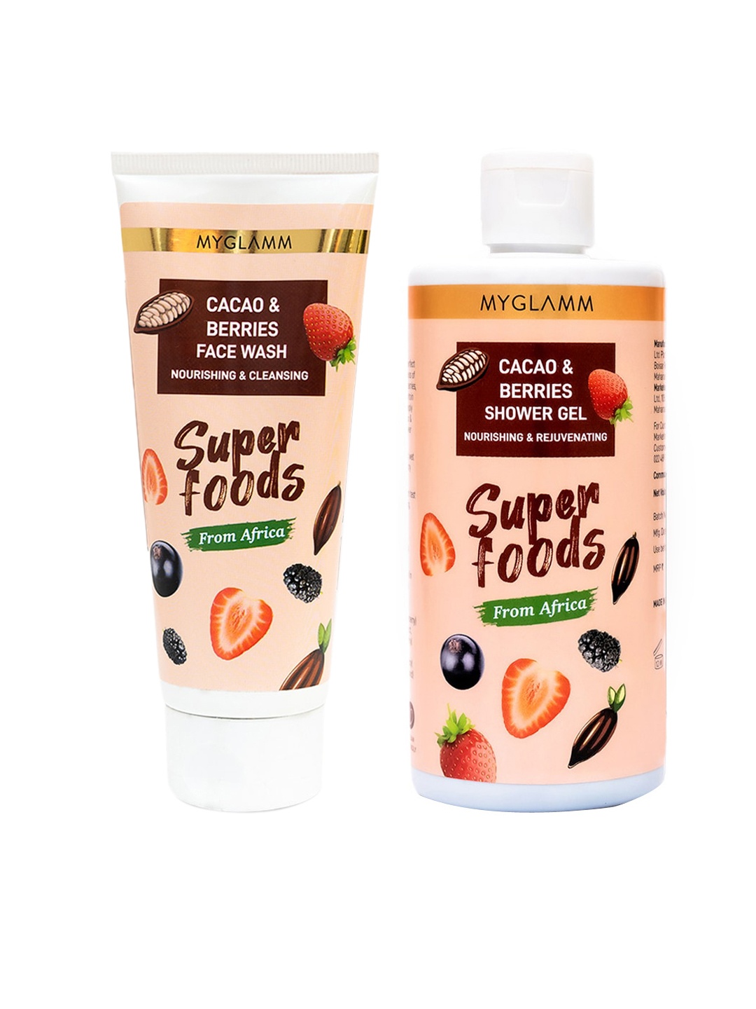 

MyGlamm Set of Super Foods Cacao & Berries Face Wash & Shower Gel, Beige