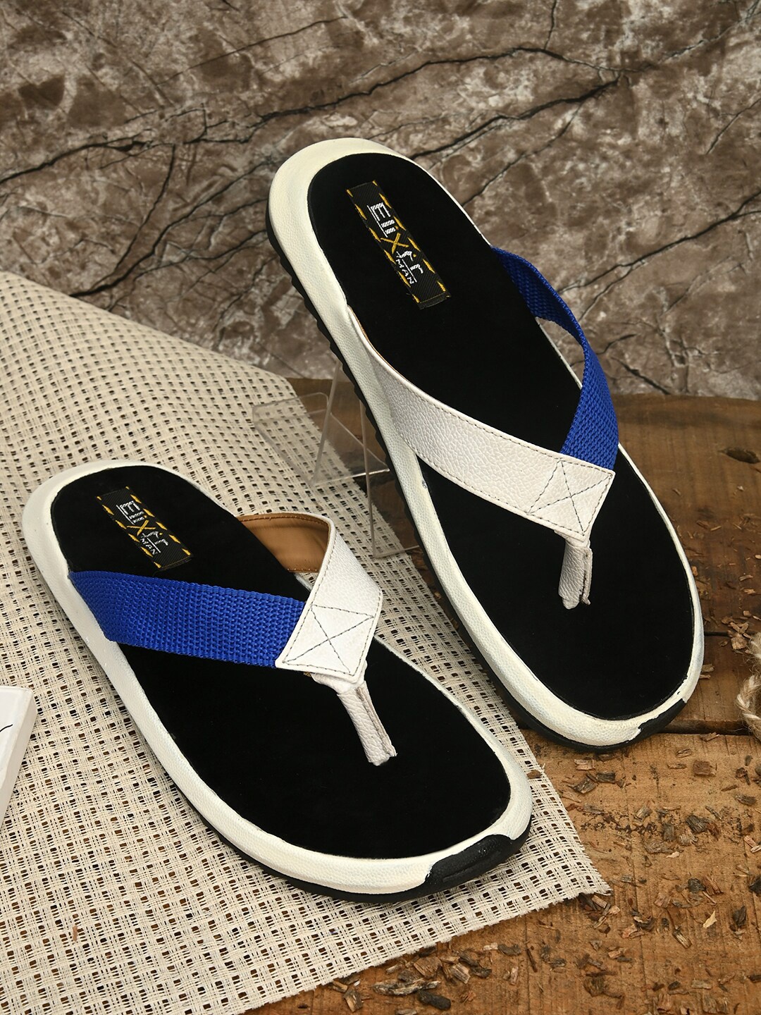 

ELIXIR MAN Men Black & Blue Thong Flip-Flops