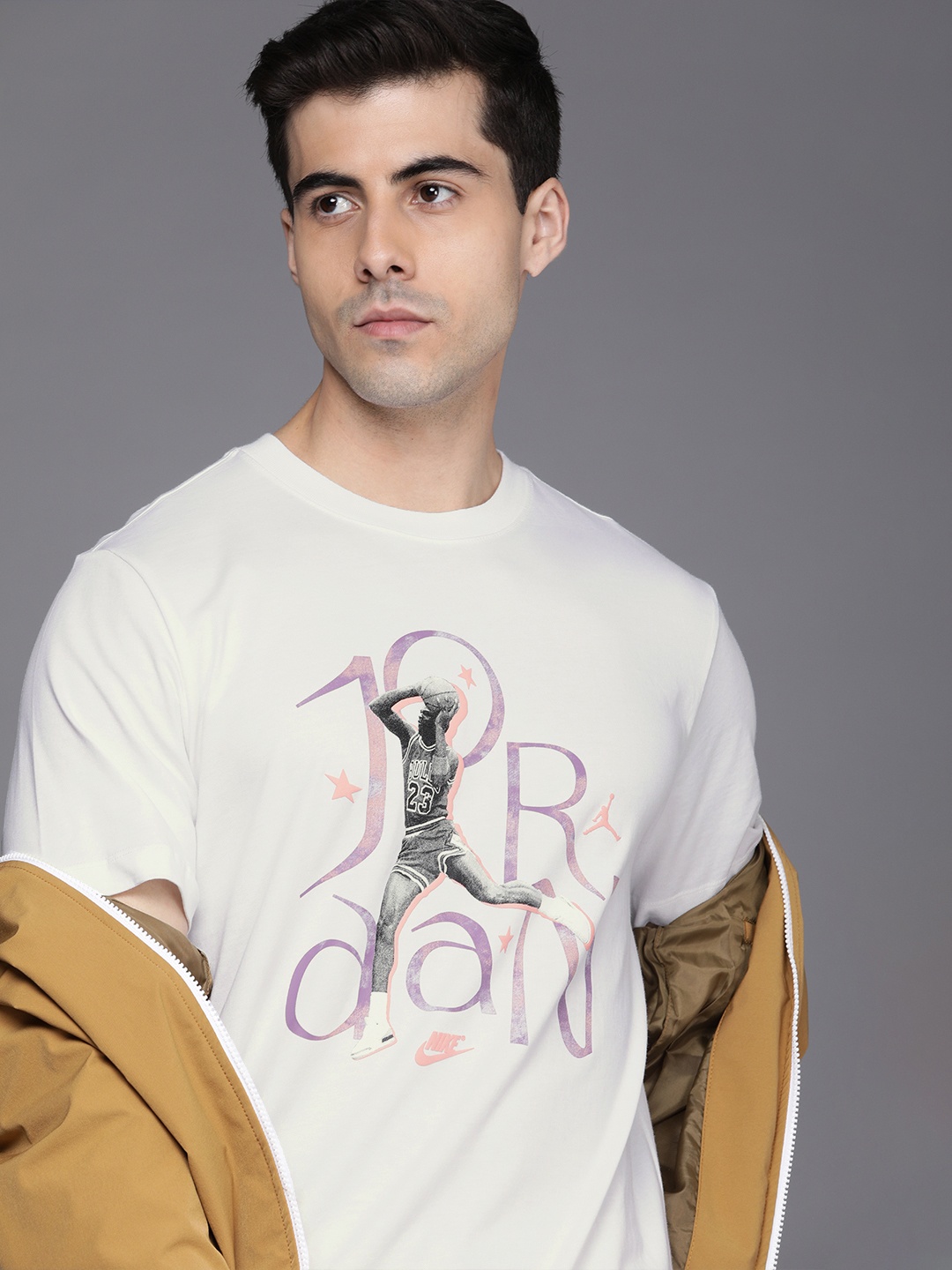 

Nike Men White Printed Pure Cotton T-shirt