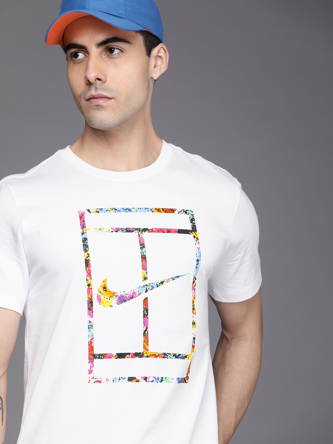 

Nike Men White Brand Logo Printed Pure Cotton T-shirt