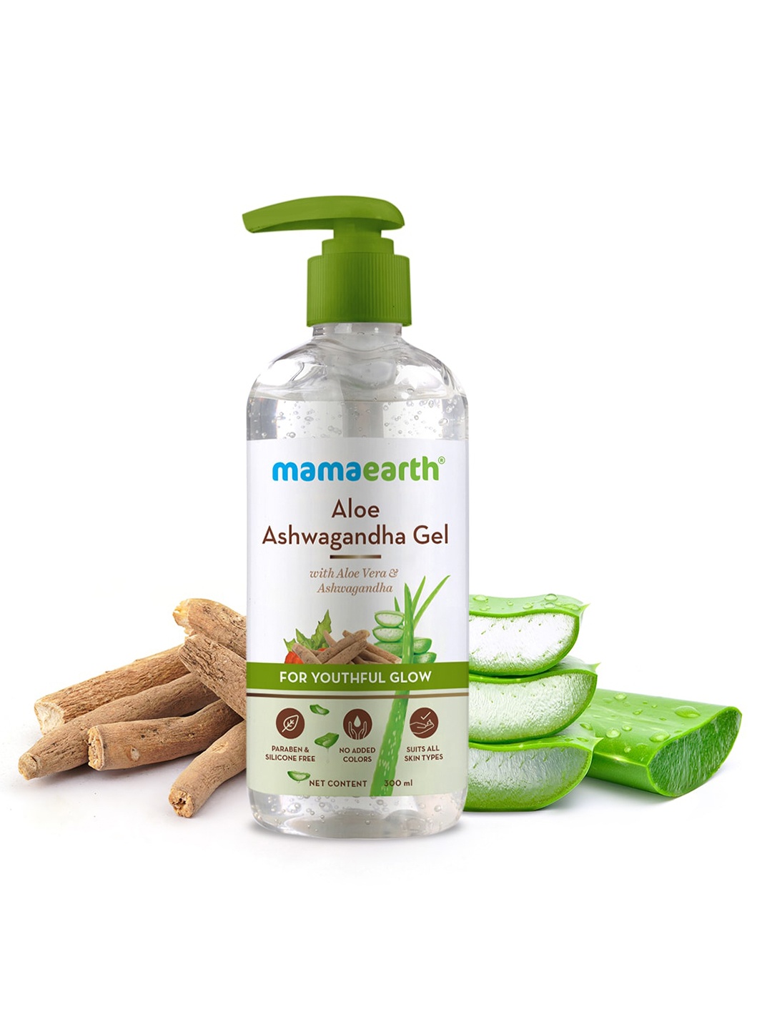 

Mamaearth Aloe Ashwagandha Face Gel for Youthful Glow - 300 ml, White