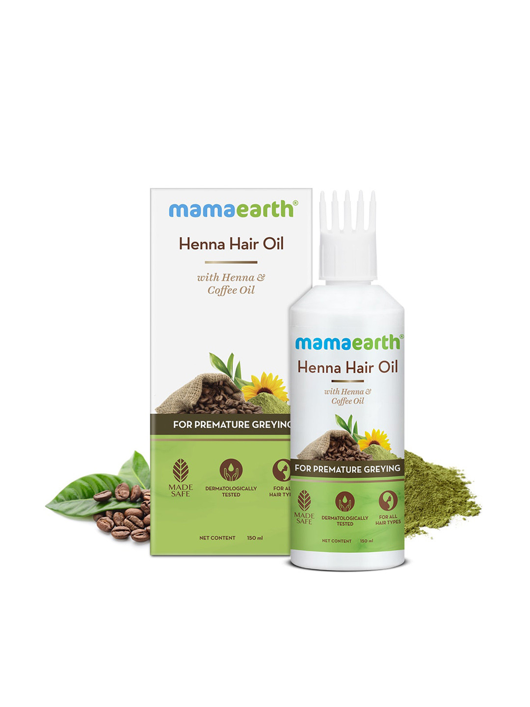 

Mamaearth Henna Hair Oil with Coffee Oil for Premature Greying - 150ml, White