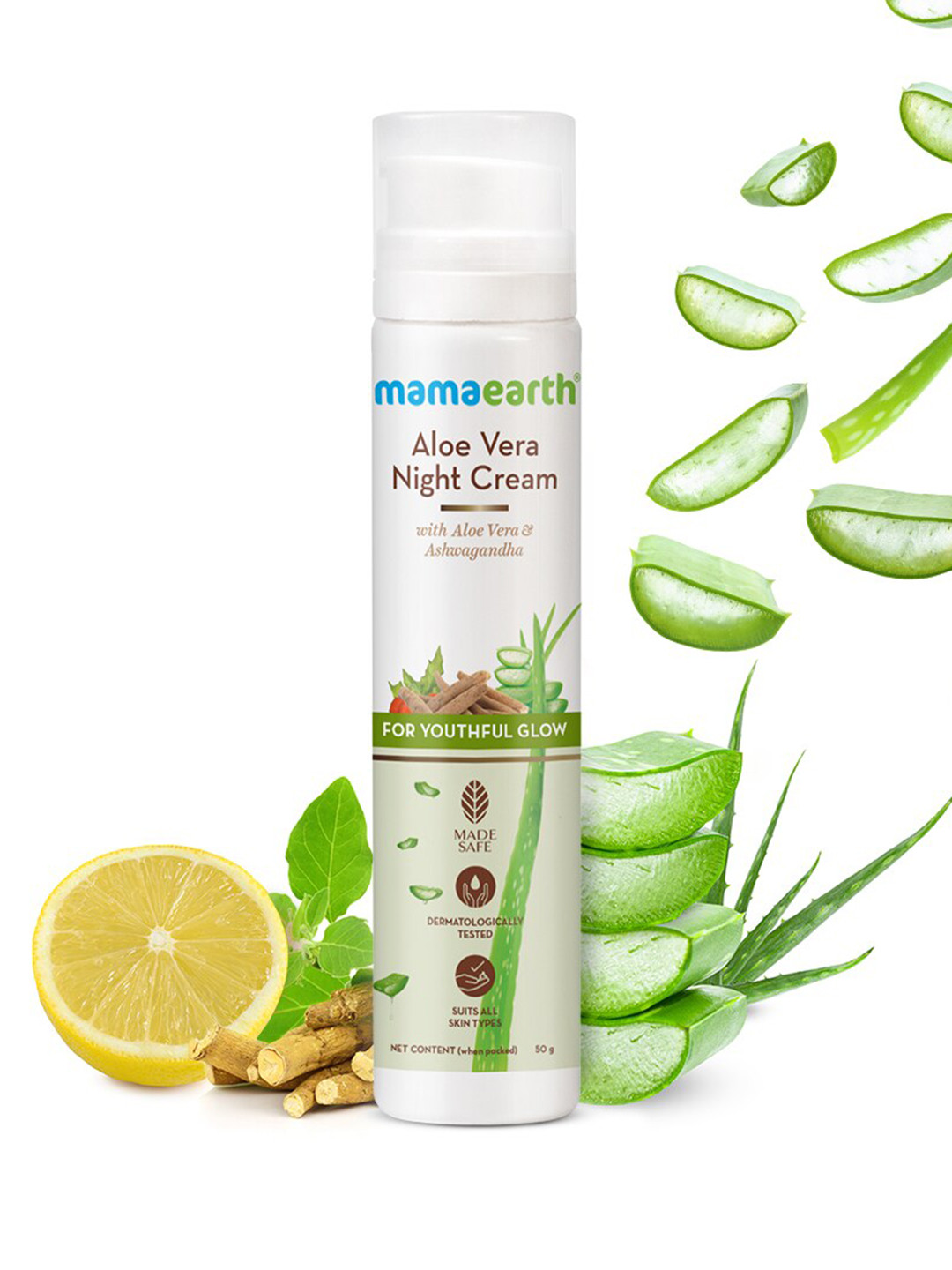 

Mamaearth Aloe Vera Night Cream with Ashwagandha 50 g, White