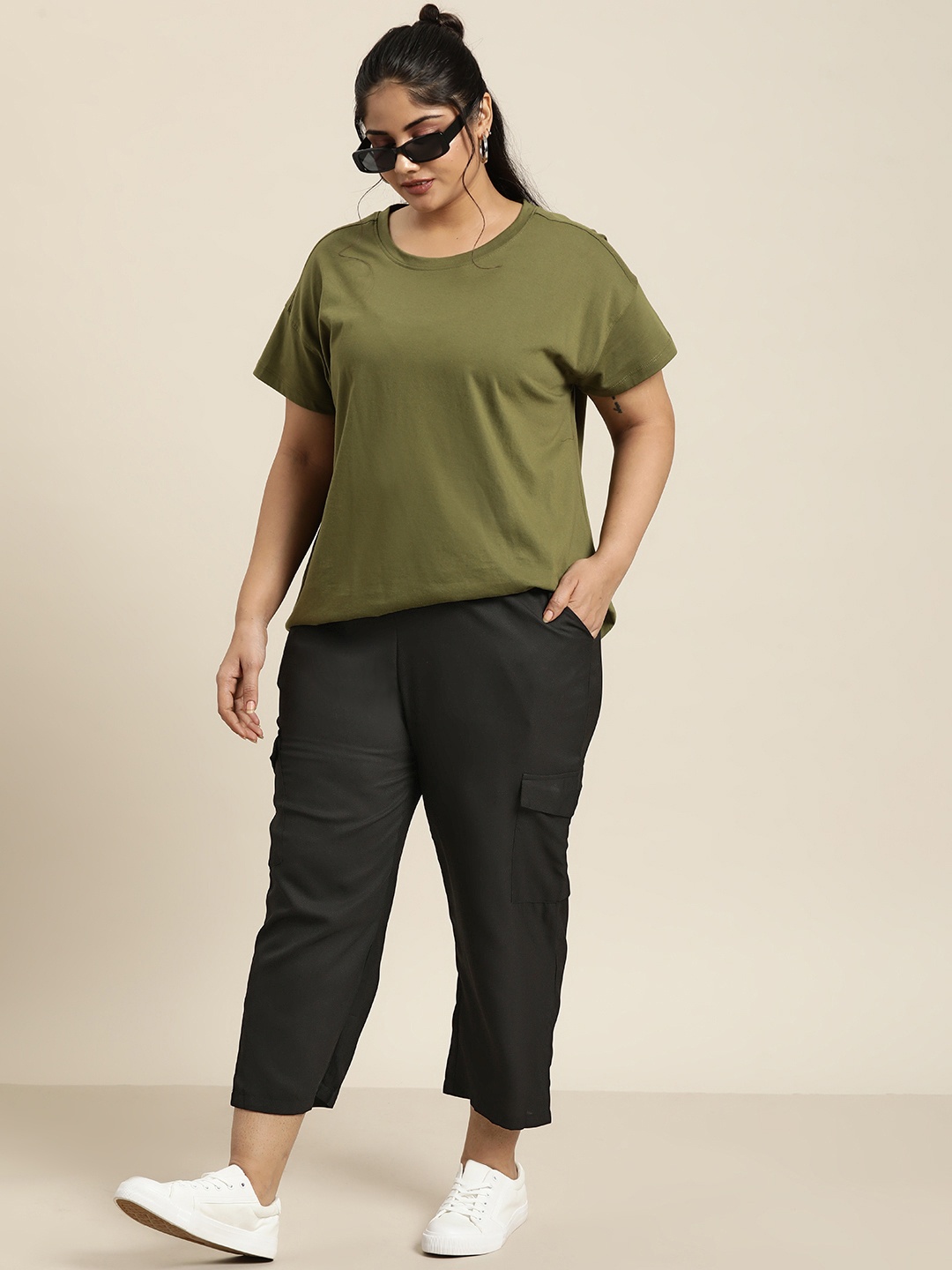 

Sztori Plus Size Women Cargos, Black