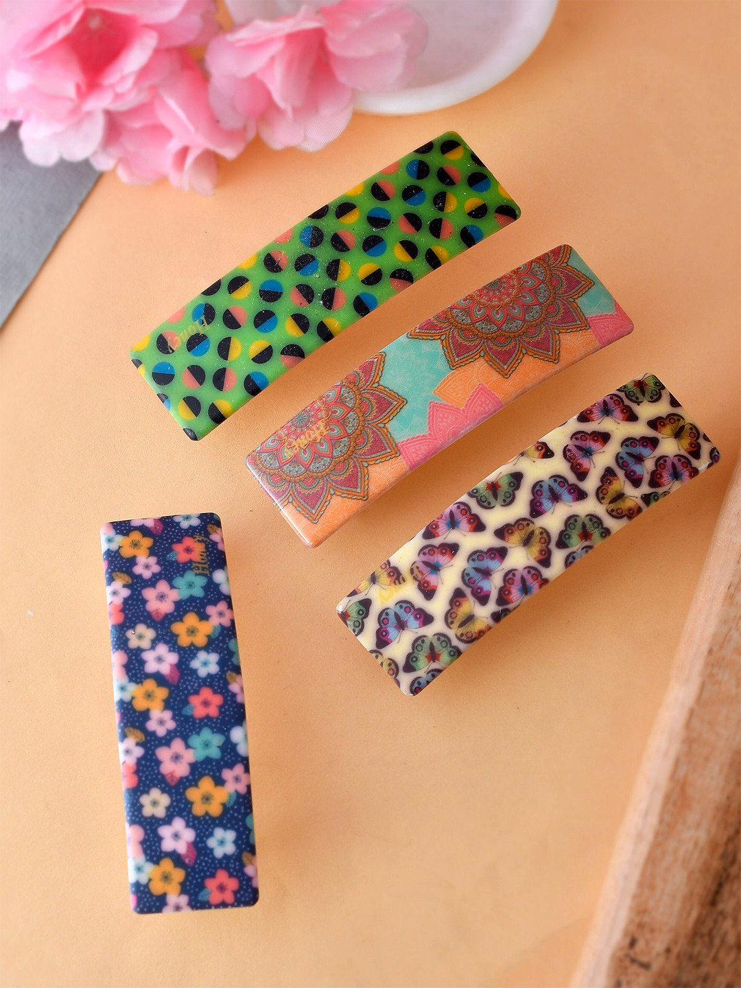 

Silvermerc Designs Women Set of 4 Multicoloured French Barrette, Multi