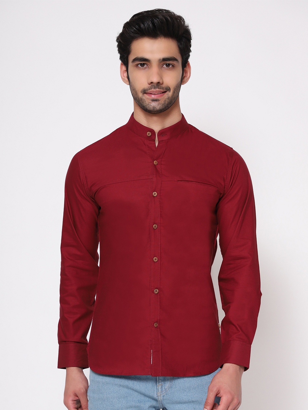 

SHIRT THEORY Men Maroon Cotton Casual Shirt