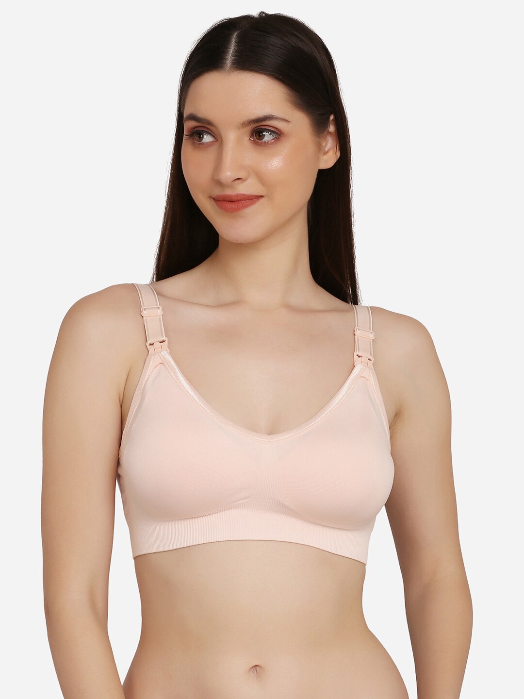 

MAMMA PRESTO Peach-Coloured Non-Wired Lightly Padded Maternity Nursing Bra MPF-06 PeachC22