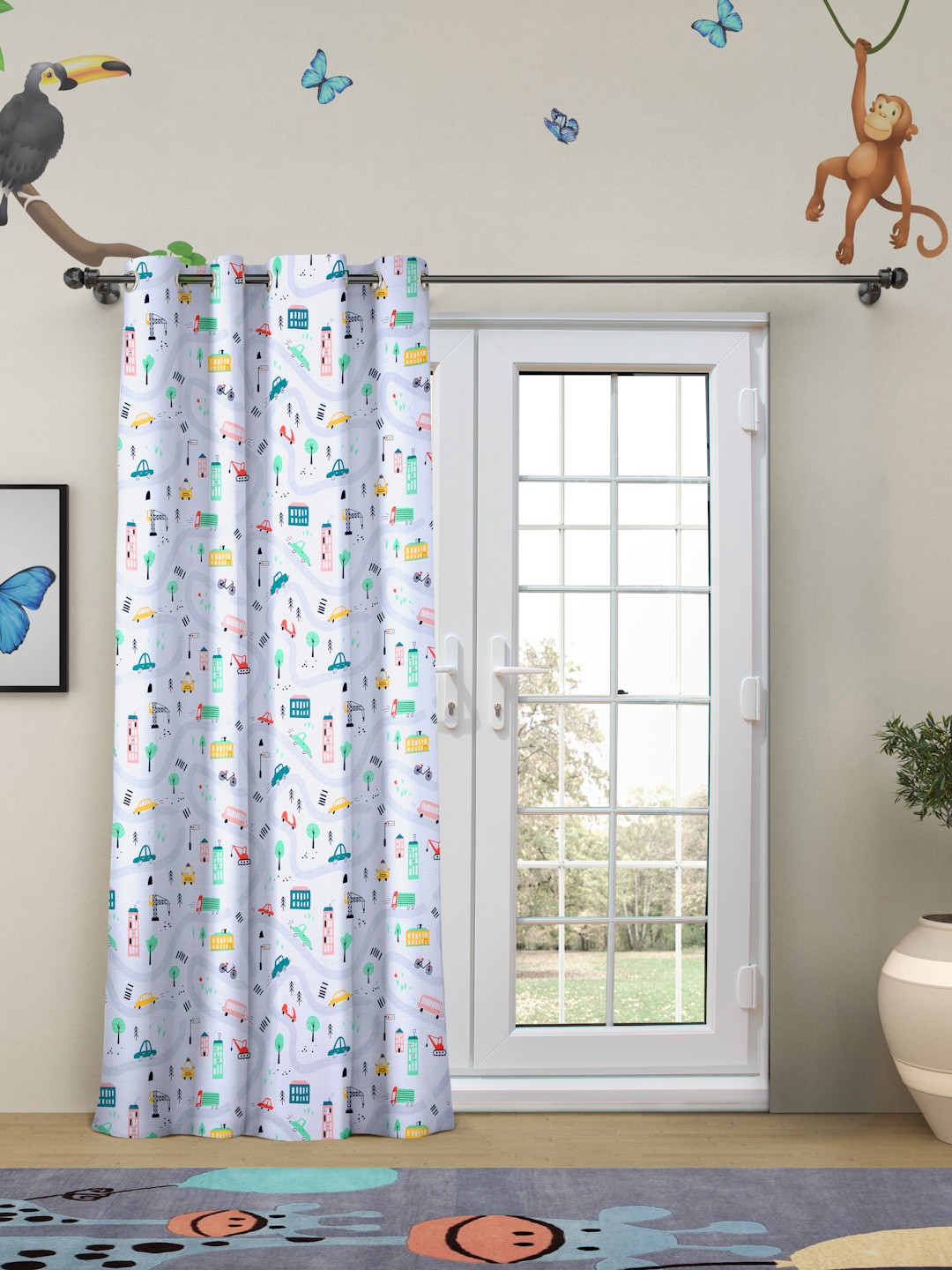 

ROSARA HOME Multicoloured Single Quirky Long Door Curtain, Multi