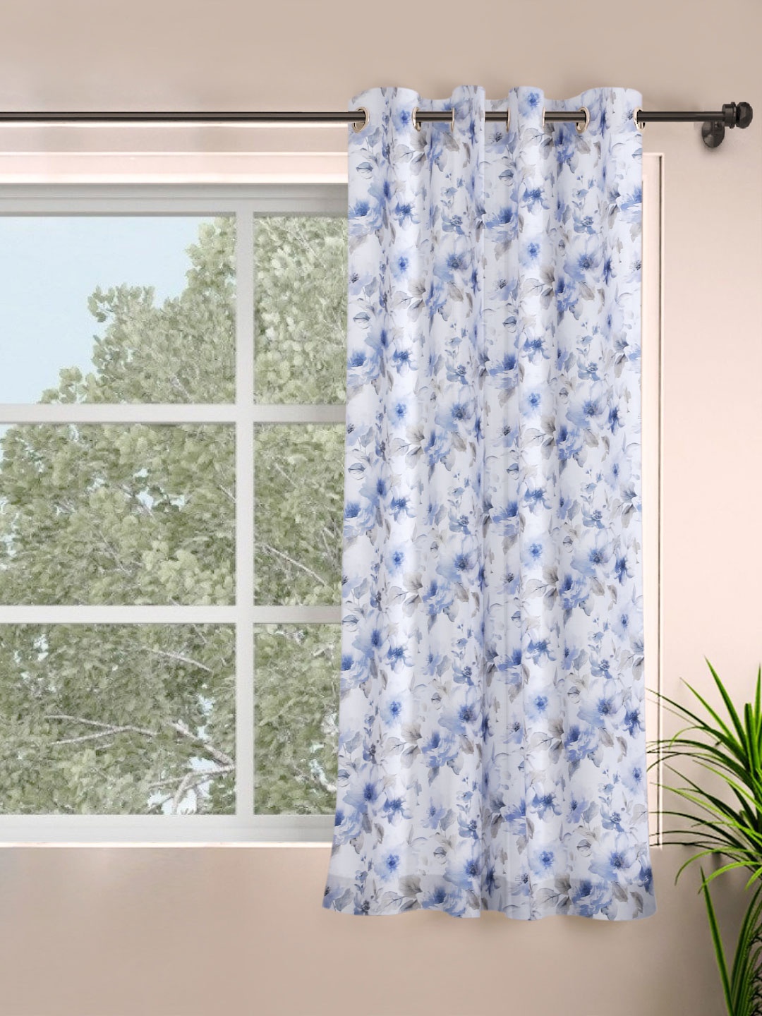 

ROSARA HOME Lavender & White Floral Window Curtain