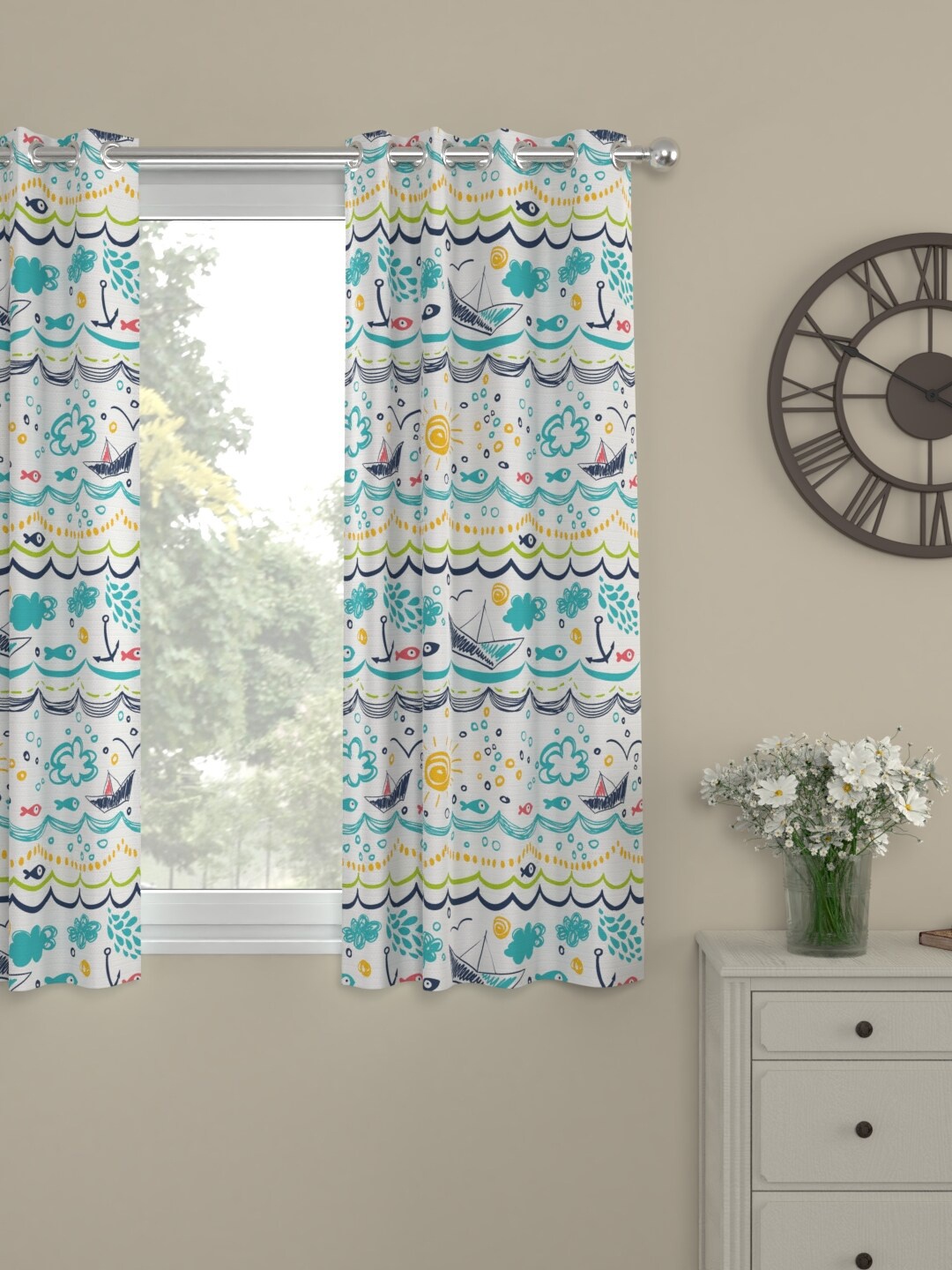 

ROSARA HOME Blue & White Printed Regular Window Curtain