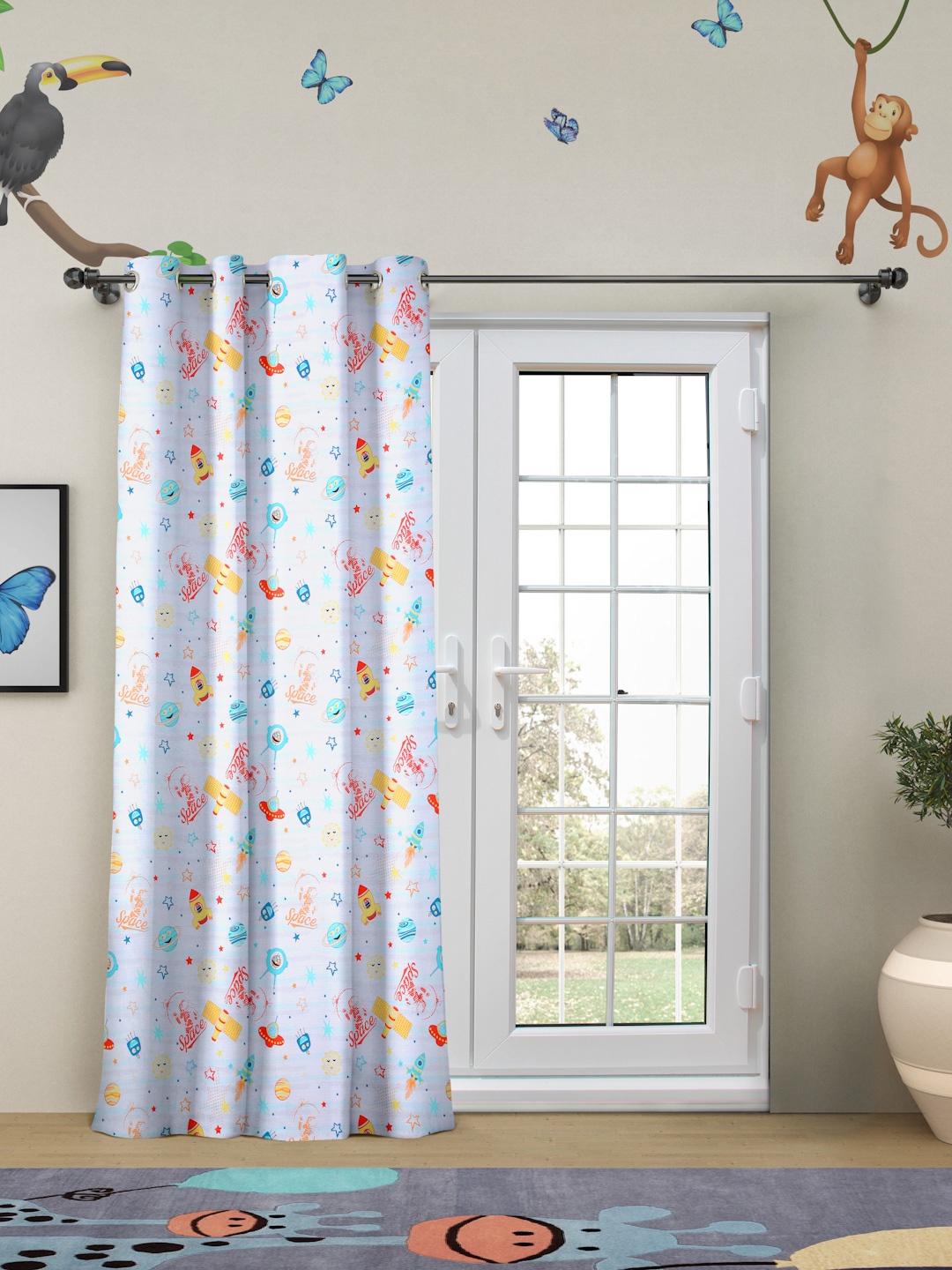

ROSARA HOME Multicoloured Single Quirky Door Curtain, Multi