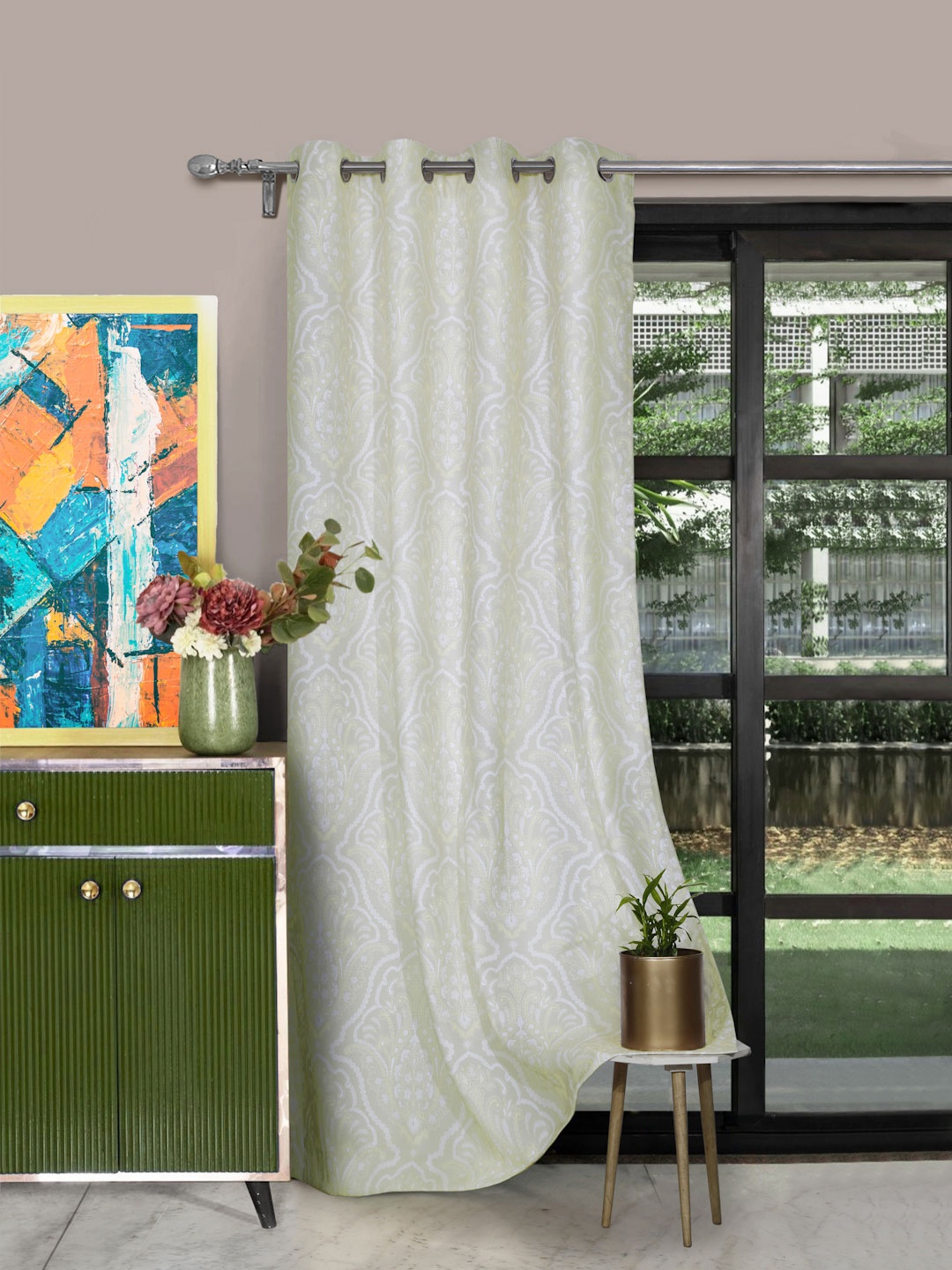 

ROSARA HOME Yellow & Beige Ethnic Motifs Single Long Door Curtain