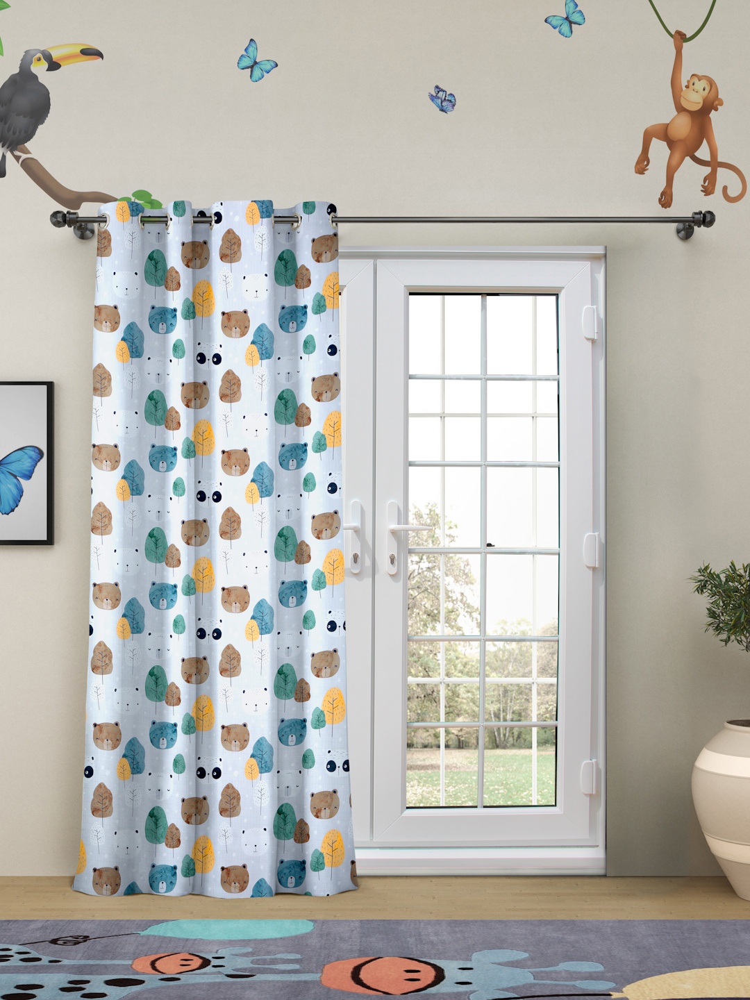 

ROSARA HOME Brown & Green Geometric Long Door Curtain