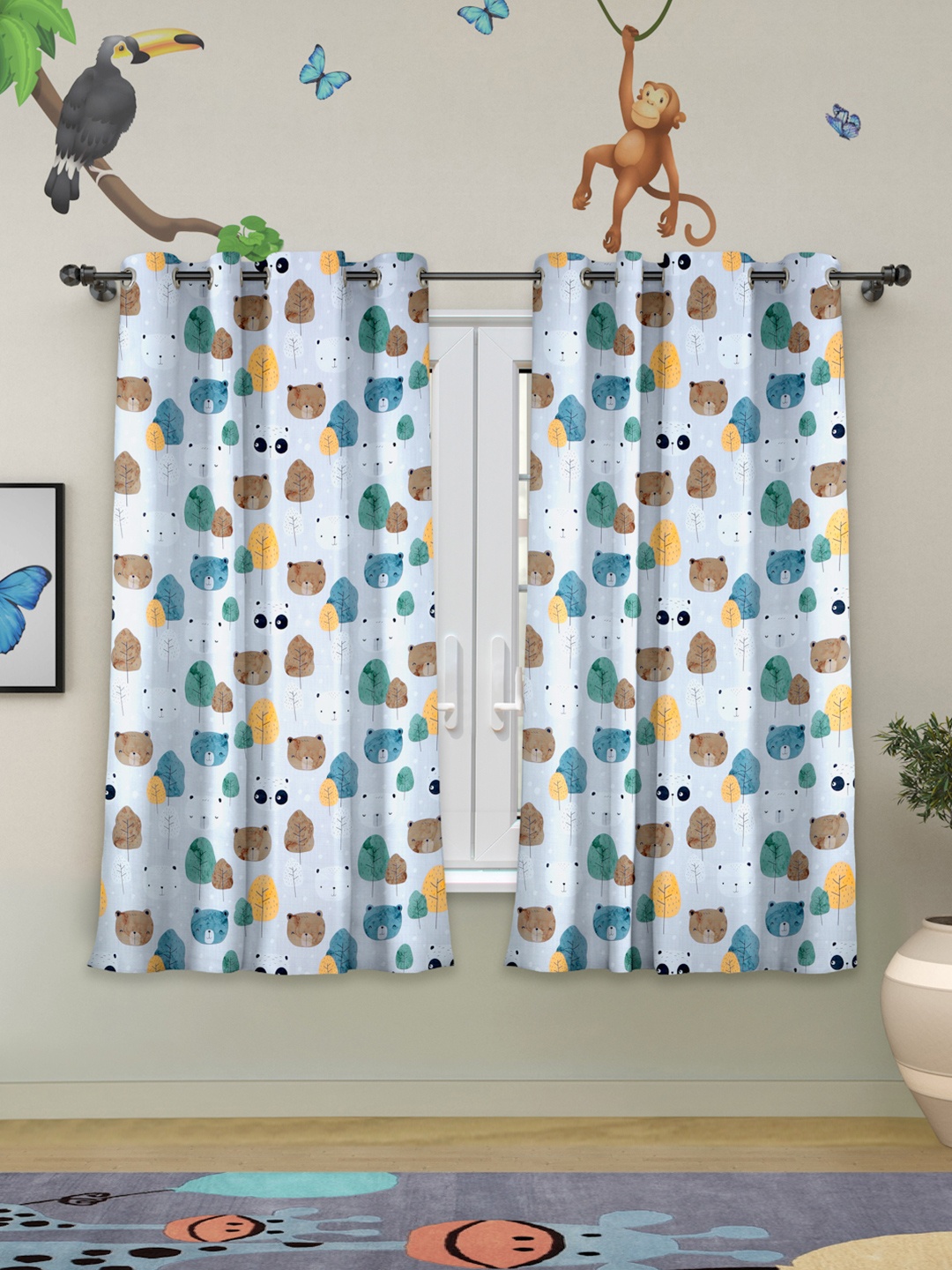 

ROSARA HOME Grey & Brown Set of 2 Window Curtain