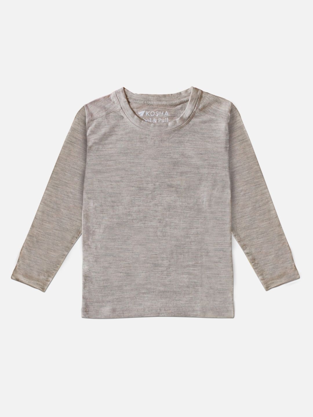 

Kosha Girls Beige Oatmeal Merino Wool & Bamboo Full Sleeves Thermal T-Shirt