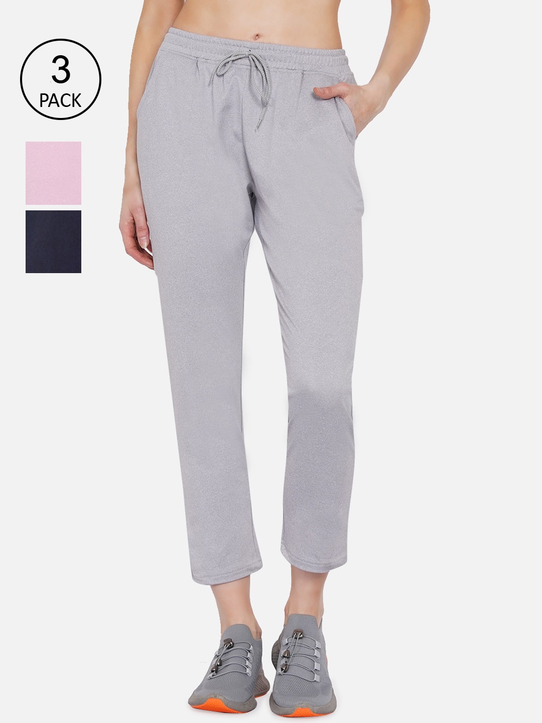 

ARMISTO Pack of 3 Solid Straight-Fit Track Pants, Pink