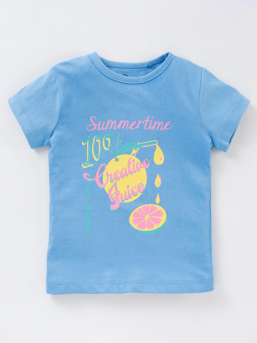 

JusCubs Girls Blue & Yellow Printed Outdoor T-shirt