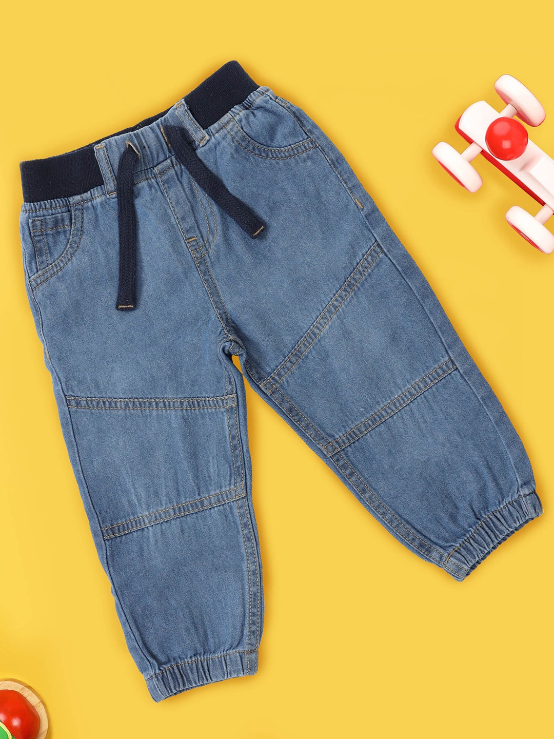 

KICKS & CRAWL Boys Navy Blue Low Distress Jeans