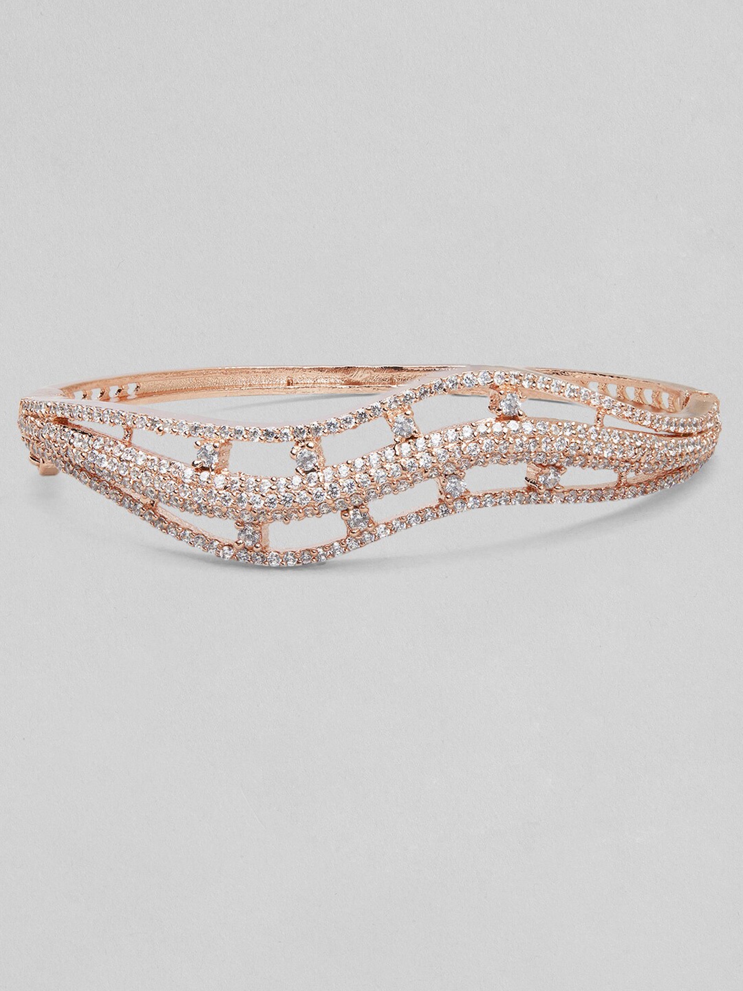 

Rubans Women Rose Gold-Plated Cubic Zirconia Bangle-Style Bracelet