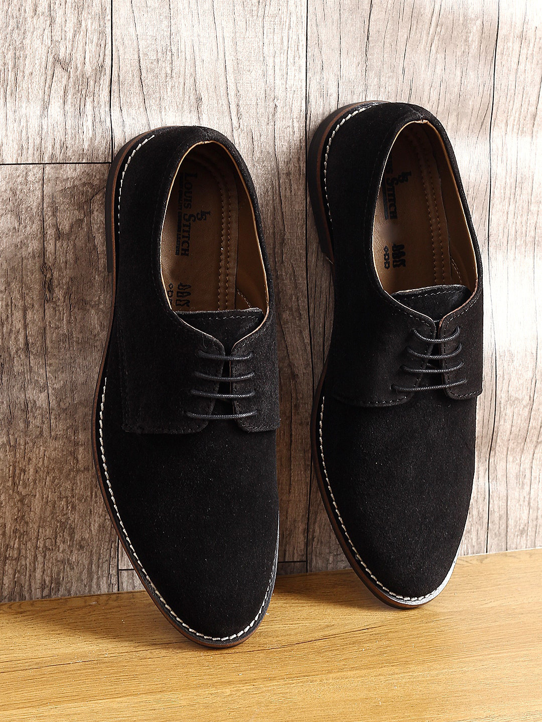

LOUIS STITCH Men Black Suede Brogues